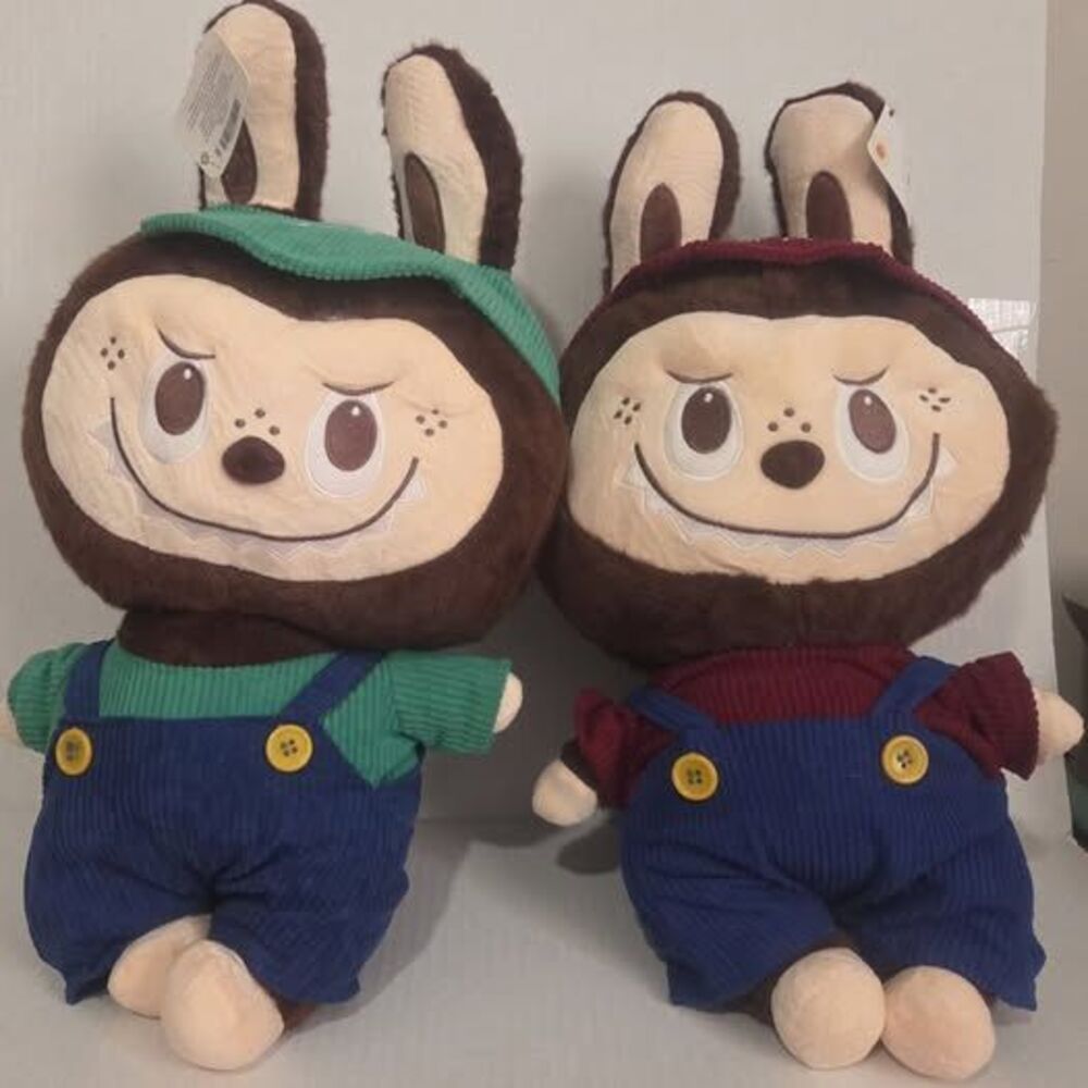 Pair of Medium monster Plush: Dressed as Mario and Luigi Outfits, 14 Inch